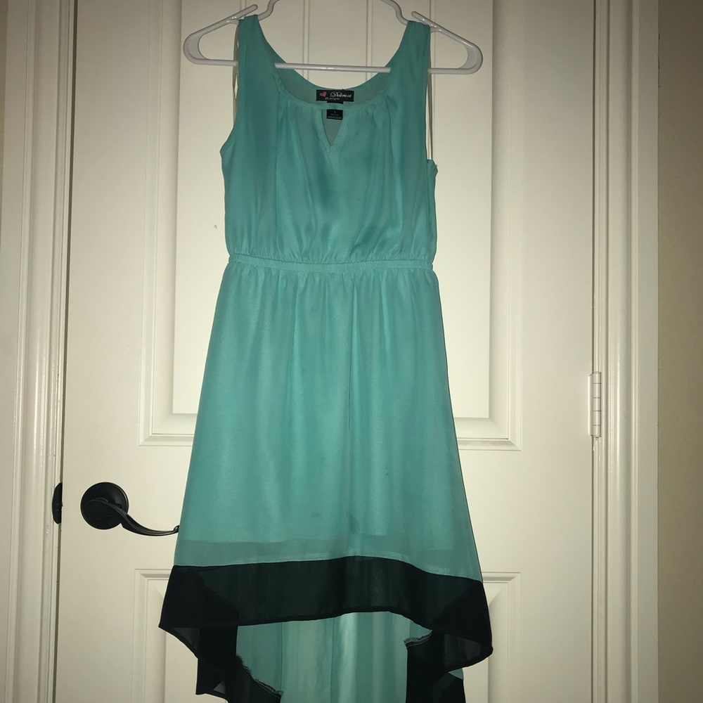 Blue with Black Trim High Low Dress